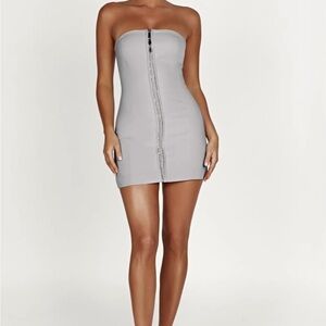 Meshki Strapless Gray Mini Dress